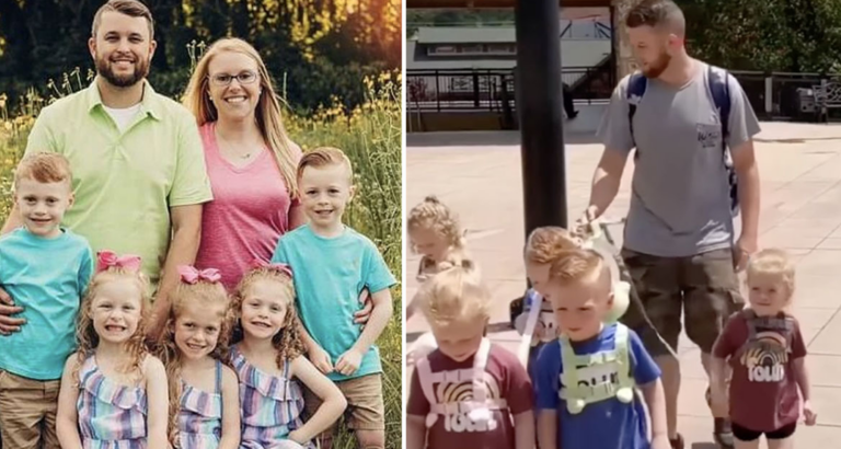 Dad gets massively shamed for putting leashes on his 5-year-old quintuplets