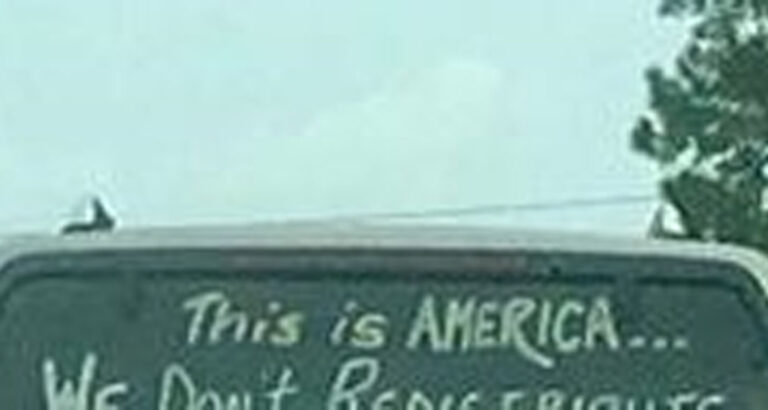 Controversial Message Seen On Back Of SUV Sparks Online Debate