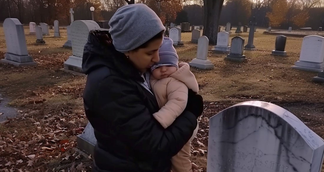 At Husbands Funeral Wife Meets a Woman with His Baby in Her Arms