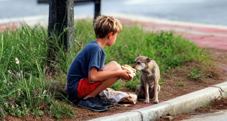 My Son Shared Half His Lunch with a Stray Dog Every Day – Until a Red SUV Stopped Beside Him